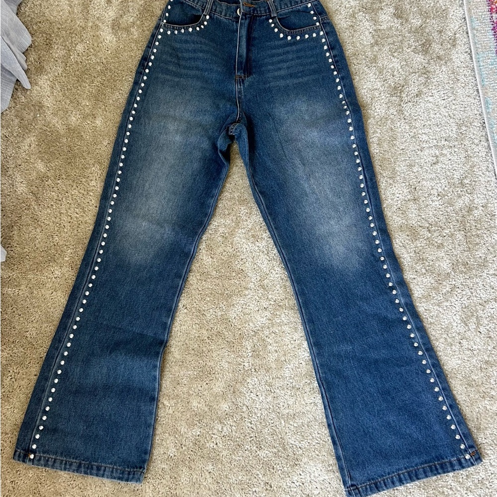 Blue Studded Women Jeans